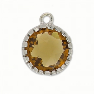 Colgante facetado 12 mm rodiado/Light Smoked Topaz x1