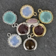 Colgante facetado 12 mm rodiado/Light Smoked Topaz x1