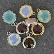 Colgante facetado 12 mm rodiado/Light Smoked Topaz x1