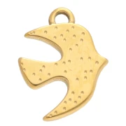 Dije de pájaro grabado 20x16 mm - Acero inoxidable 304 Dorado x1