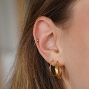 Ear cuff - Pendiente fina de 11 mm con bolas - Acero inoxidable Dorado 304 x1