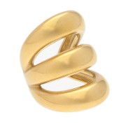 Ear cuff - Bague d'oreille large triple anneaux 17x13 mm - Acero inoxidable 304 Dorado x1|raw }}