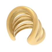 Ear cuff - Bague d'oreille large triple anneaux 17x13 mm - Acero inoxidable 304 Dorado x1