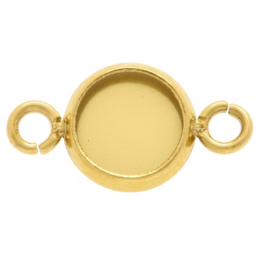 Entrepieza engarzada para cabujón de fondo plano de 6 mm - Acero inoxidable Dorado 304 x1