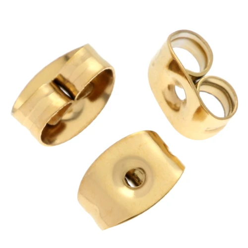 Pulsadores - Poussettes pour clous d'oreilles 6x4 mm - Acero inoxidable 304 Dorado x10