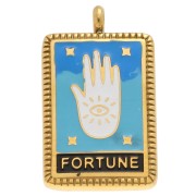 Colgante carta del Tarot 26x15 mm Fortuna resina epoxi - Acero inoxidable 304 Dorado - Azul|raw }}