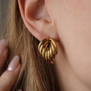 Pendientes de diseño 25x19 mm - Acero inoxidable Dorado 304 x2