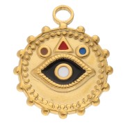Colgante redondo 22mm ojo y resina epoxi - Acero inoxidable 304 Dorado - Multicolor|raw }}