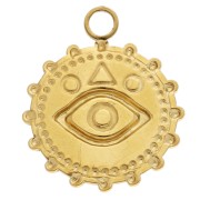 Colgante redondo 22mm ojo y resina epoxi - Acero inoxidable 304 Dorado - Multicolor