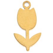 Dije de tulipán de 14x7,5 mm con resina epoxi - Acero inoxidable 304 Dorado - Rosa - Verde x1