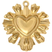 Ex-voto colgante corazón 37x33 mm - Acero inoxidable Dorado 304 x1