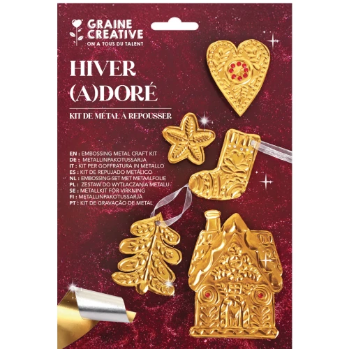 Kit de gofrado metálico - Graine Creative - Hiver (a)doré - Dorado - Plateado x1