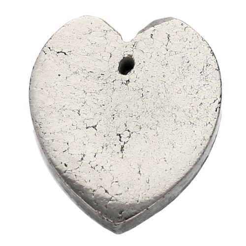 Colgante gema corazón plano 18x16 mm - Pirita x1