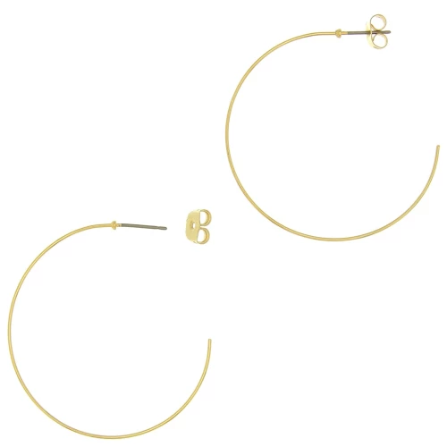 40 mm Pendientes de aro - Acero inoxidable 304L Dorado x2