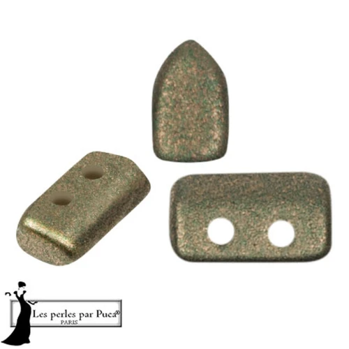 Cuentas de cristal Piros® by Puca® 2x5 mm - Bronce Verde x10g