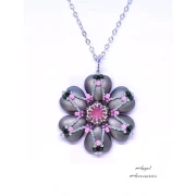 Cuenta de cristal corazón 16x15 mm - Antracita Bronce x1