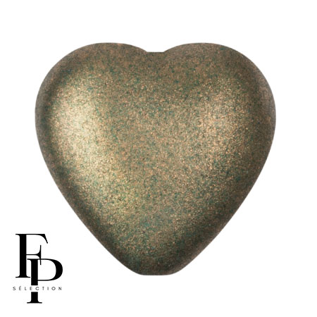 Cuenta de cristal corazón 16x15 mm - Bronce Verde x1