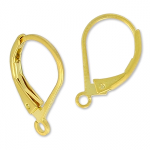 Ganchos cerrados 15 mm Dorado con oro fino satinado x2
