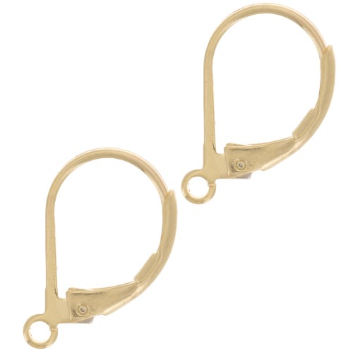 Ganchos pendientes con anilla abierta 15 mm - Dorado con oro fino x2
