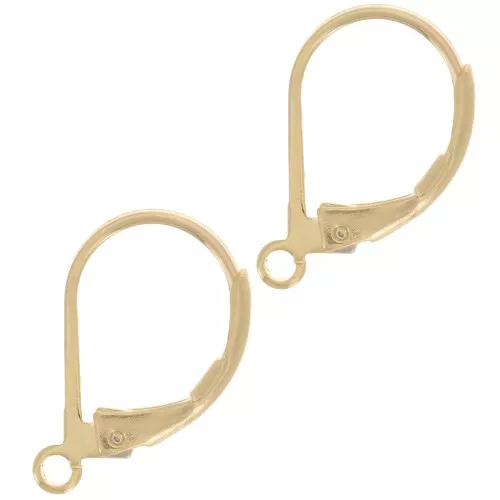 Ganchos pendientes con anilla abierta 15 mm - Dorado con oro fino x2