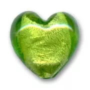 Corazones hoja de plata 20 mm Light Olivine x4