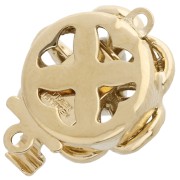 Cierre flor con clip de 14 mm con perla imitación nácar - Oro x1