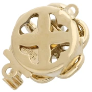 Cierre flor con clip de 14 mm con perla imitación nácar - Oro x1