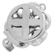 Cierre flor con clip de 14 mm con perla imitación nácar - Bronce blanco x1