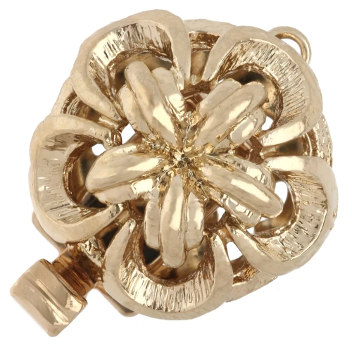 Cierre flor con clip 14 mm - Oro x1