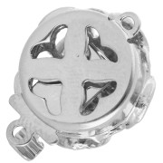 Cierre flor con clip 14 mm - Bronce blanco x1