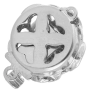 Cierre flor con clip 14 mm - Bronce blanco x1