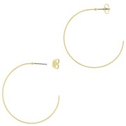 Regalo - 40mm Pendientes de aro - Acero inoxidable Dorado x2