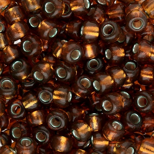 Rocaille Miyuki 6/0 1421 - Teñido Plata Forrado Oliva Dorado x8g