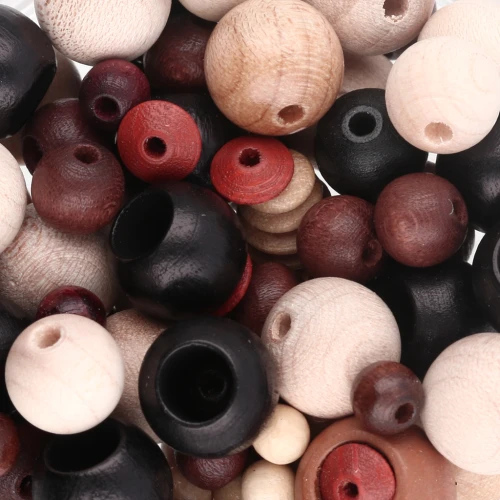 Surtido de cuentas de madera - Beige - Marrón x50g