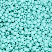 Cuentas de Rocalla Preciosa 11/0 de 2 mm - Solgel - Verde 2, teñidas en blanco tiza, 20 g