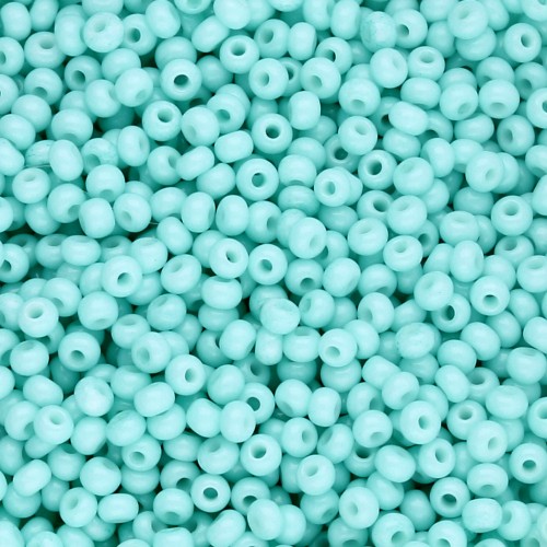 Cuentas de Rocalla Preciosa 11/0 de 2 mm - Solgel - Verde 2, teñidas en blanco tiza, 20 g