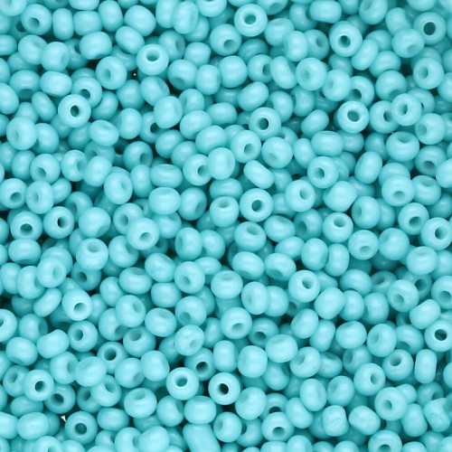 Cuentas de Rocalla Preciosa 11/0 de 2 mm - Solgel - Verde 3, teñidas en blanco tiza, 20 g