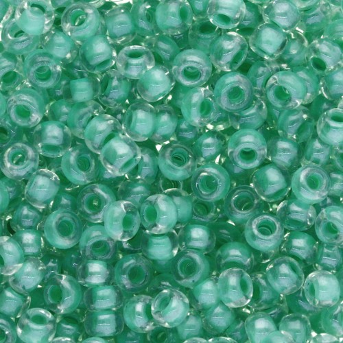 Cuentas Preciosa Rocalla 8/0 de 3 mm - Crystal Lined Green Sfinx x20 g