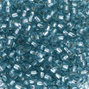 Preciosa Rocalla 8/0 3 mm - Solgel - Azul verdoso 2, cristal teñido con ribete plateado, 20 g