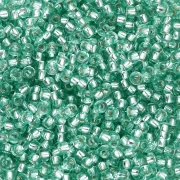 Rockery 11/0 2 mm - Solgel - Verde 2 Cristal Teñido Forrado de Plata x20g