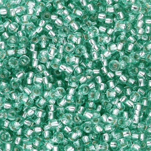 Rockery 11/0 2 mm - Solgel - Verde 2 Cristal Teñido Forrado de Plata x20g