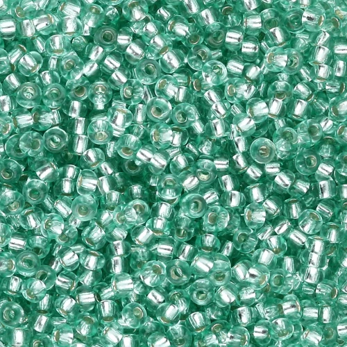 Rockery 11/0 2 mm - Solgel - Verde 2 Cristal Teñido Forrado de Plata x20g