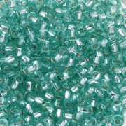 Preciosa Rocalla 8/0, 3 mm - Solgel - Green 2, cristal teñido con ribete plateado, 20 g
