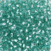 Preciosa Rocalla 8/0, 3 mm - Solgel - Green 2, cristal teñido con ribete plateado, 20 g