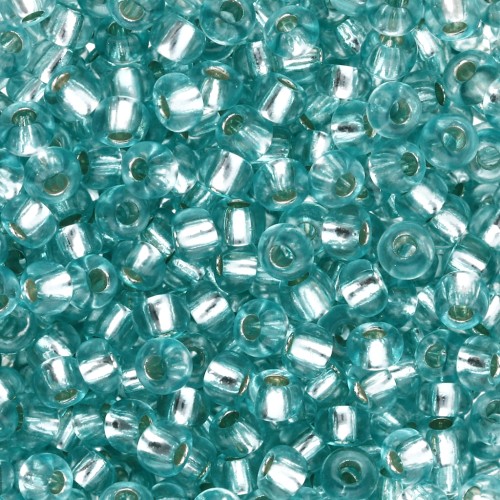 Preciosa Rocalla 8/0 3 mm - Solgel - Cristal teñido de azul verdoso con revestimiento plateado x 20 g