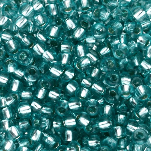 Rocalla Preciosa 8/0 de 3 mm - Solgel - Verde 3, cristal teñido con ribete plateado, 20 g