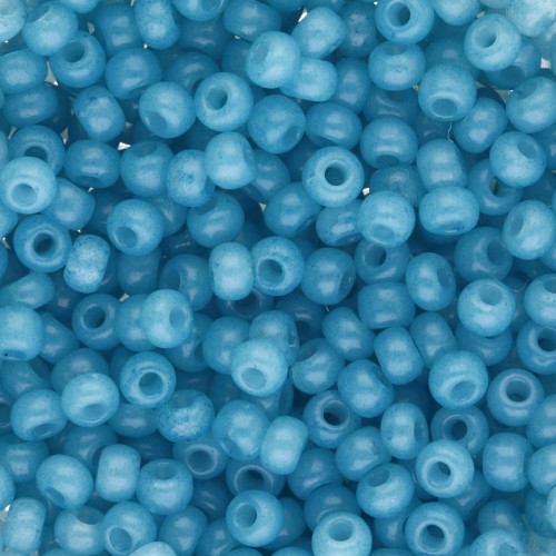 Cuentas Preciosa Rocalla 8/0 de 3 mm - Solgel - Azul verdoso 2, teñidas en color alabastro, 20 g