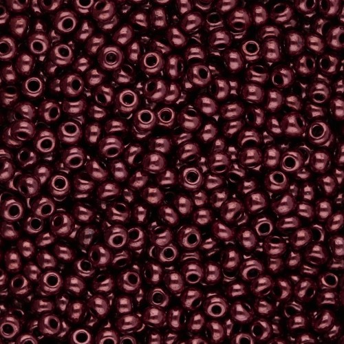 Cuentas Preciosa Rocalla 11/0 de 2 mm - Rojo coral opaco con brillo lila, 20 g