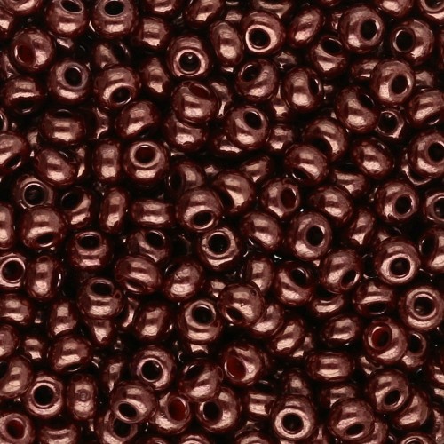 Preciosa Cuentas de Rocalla 8/0 - 3 mm - Rojo coral opaco con brillo lila x 20 g