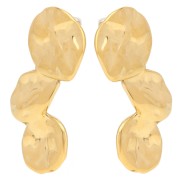 Pendientes pétalo martillado 40x16 mm - Acero inoxidable 304L Dorado x2|raw }}